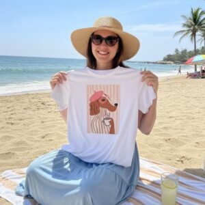 Alternative view of T-shirt mulher Cão Boina